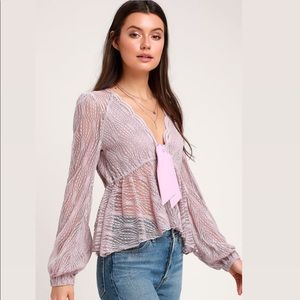 Free People Luisa Lavender Babydoll Top